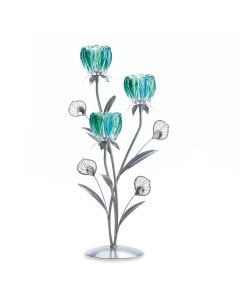 TRIPLE PEACOCK BLOOM CANDLEHOLDER